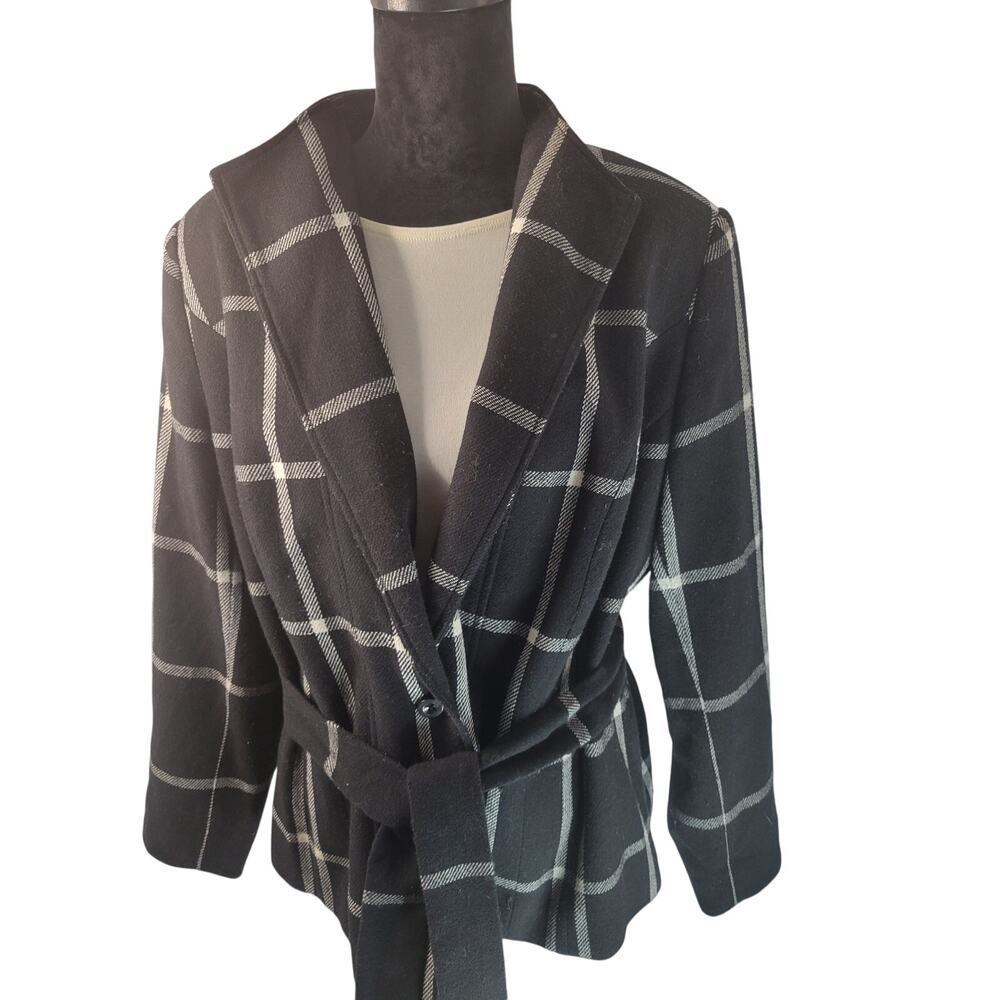 Jessica London Windowpane Belted Jacket - Size 16